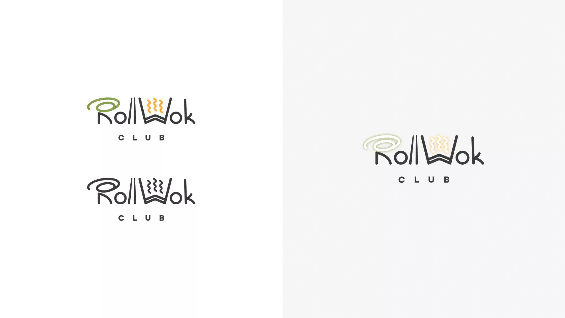 Разработка логотипа и фирменного стиля суши-бара «Roll Wok Club» в Электроуглях